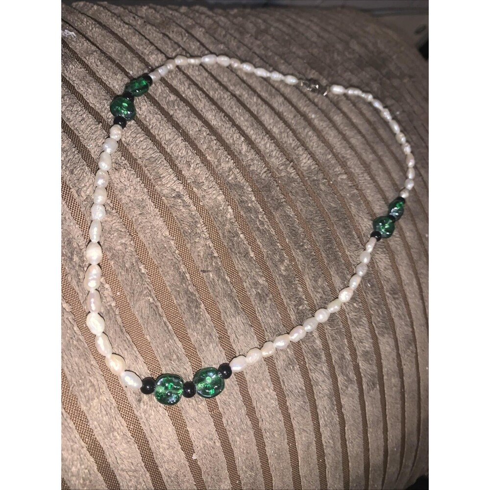 Rice Pearl And Glass Necklace 925